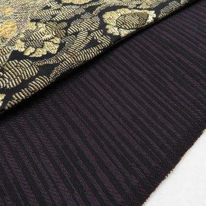 Vailer Obi Mall Kinka Kinkaneyama Owin Kinko Kinno Flower Crest Pure Black Six -Pass Pattern Pure Silk Formal Kimono Bead Length 428cm