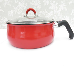 Cooking utensils Twomey Multi-pan Fluorine resin processing Frying pan One-handed pot with glass lid IH/gas compatible L size Red Box included