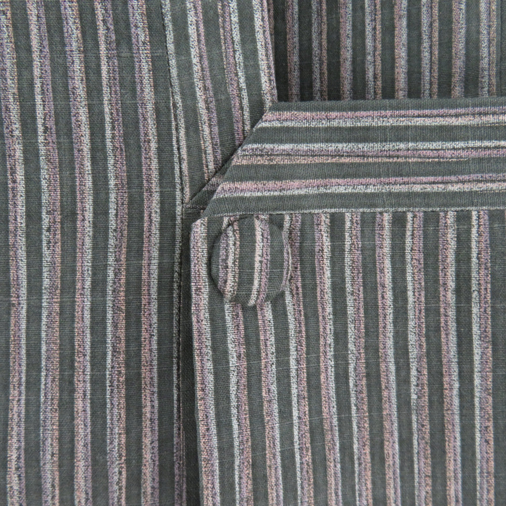 道行 紬 グレーx薄ピンク 縞模様 正絹 着物コート 和装用 ちりよけ