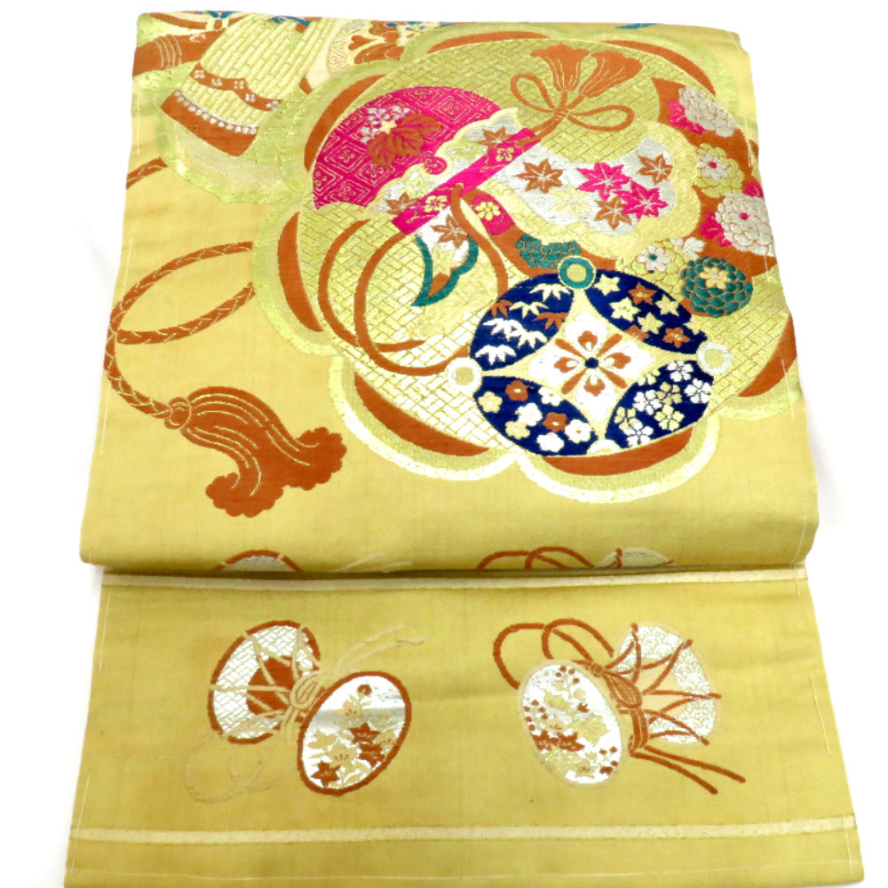 アンティーク名古屋帯　グリーン　織り出し花模様　大正ロマン　しつけ付　No.33 アンティーク着物｜KIMONO・OFF キモノオフ【公式】きもの通販