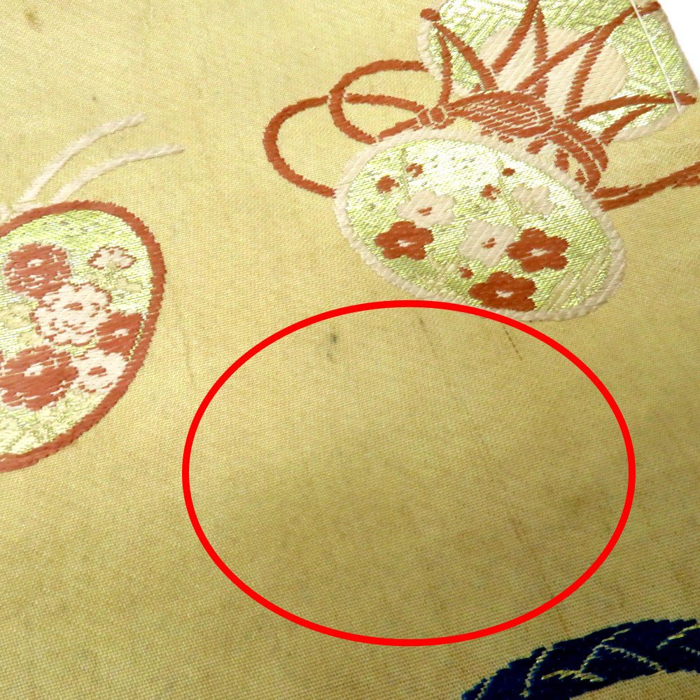 名古屋帯 アンティーク帯 昔名古屋帯 薄黄 金銀 ピンク 緑 茶 鏡裏 雅