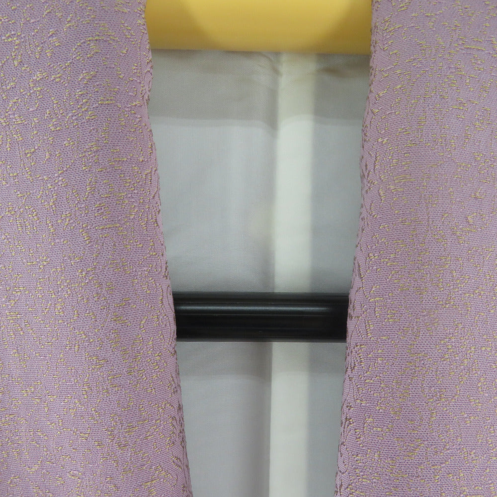 色無地 袷 黄金繭糸 薄紫色x金色 唐草模様 一つ紋 蔦紋 正絹 広衿