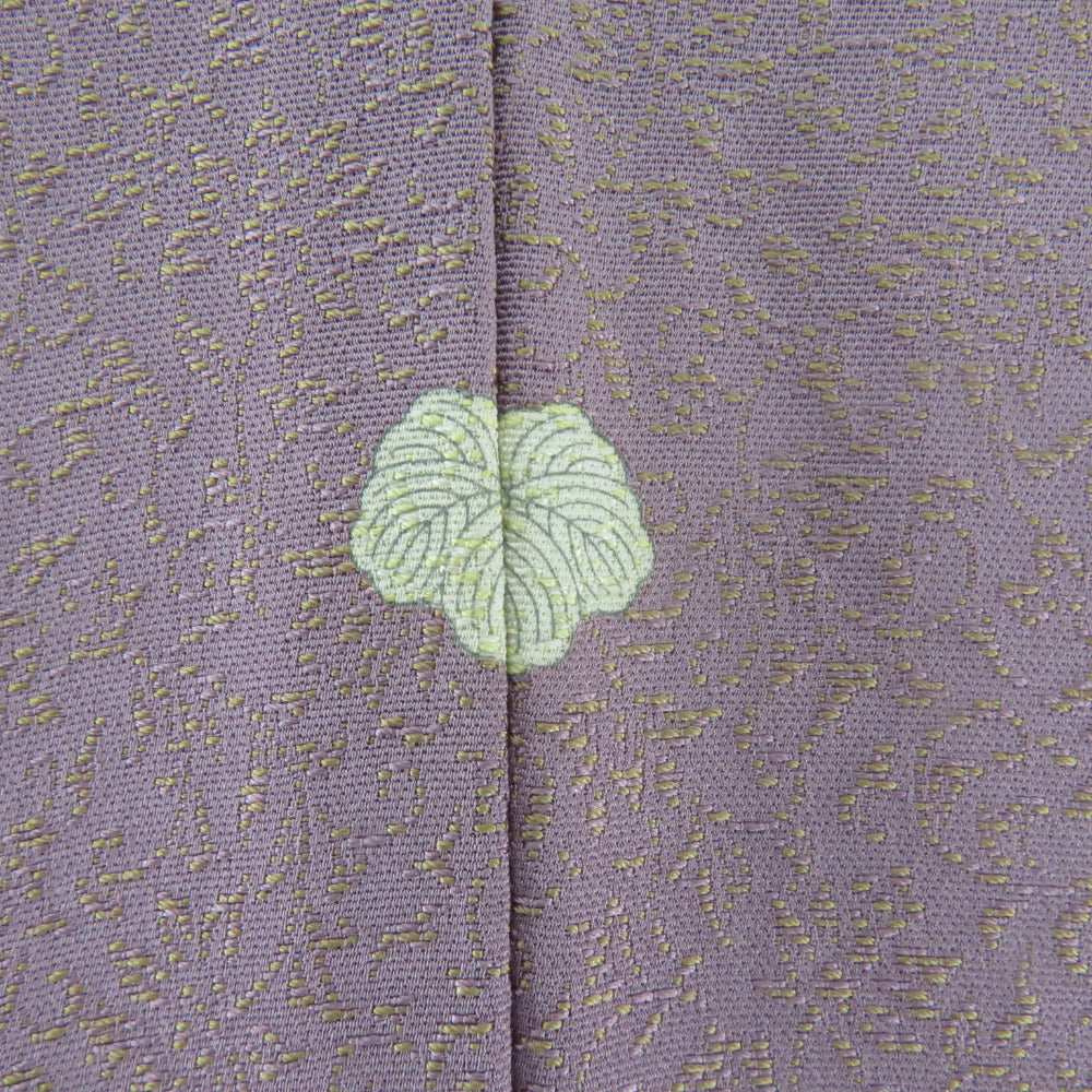 色無地 袷 黄金繭糸 薄紫色x金色 唐草模様 一つ紋 蔦紋 正絹 広衿