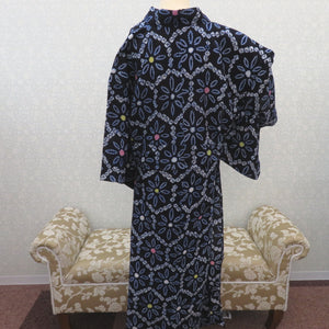浴衣 絞り 絞り浴衣 藍 白 ピンク 黄 花デザイン 仕立て上がり 夏物 女性用ゆかた 綿100% レディース 夏祭り 花火大会 身丈151.3cm