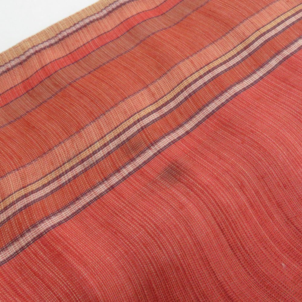 袋帯 洒落袋帯 すくい織り 赤茶系 朱色x黄色x多色 エスニック調 鳥に