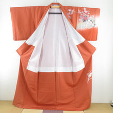 Load image into Gallery viewer, 訪問着 オレンジ色ｘ黄色ｘ多色 ぼかし染め 拍入り 花籠文 落款入り 広衿 正絹 仕立て上がり着物 身丈161cm