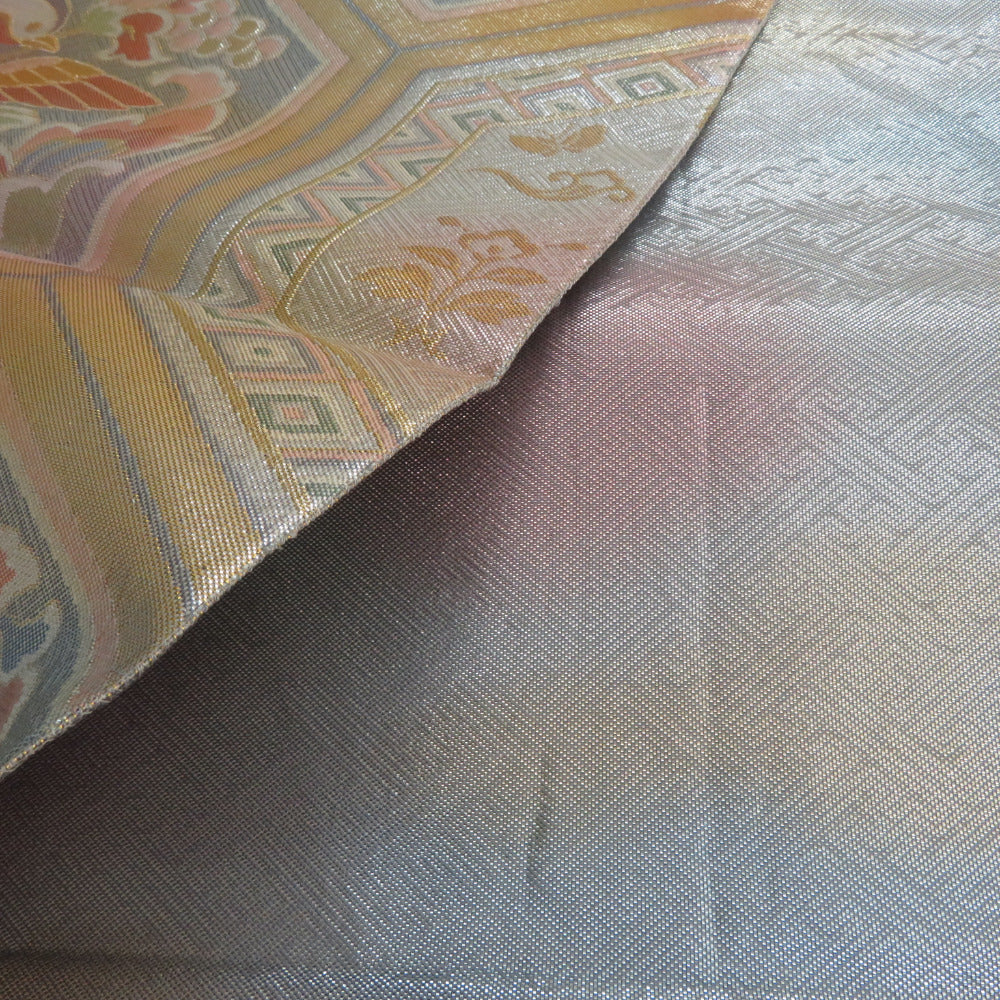 袋帯 佐賀錦 野々村織物 亀甲に鳥文 金糸銀糸 多色 正絹 仕立て上がり