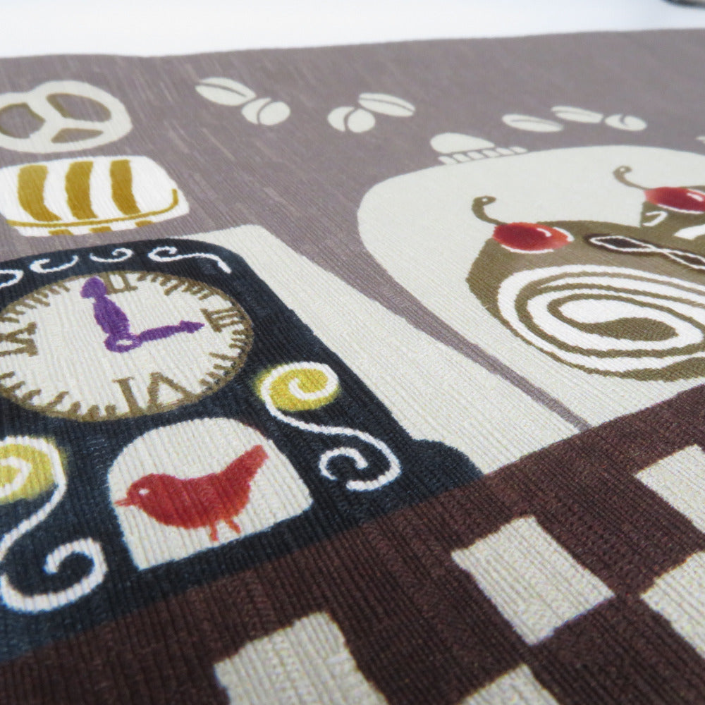 半幅帯 WAKKA ワッカ 猫カフェ クッキー柄 正絹 グレーｘネイビー リバーシブル 日本製 半巾帯 長さ424cm 新品 【キモノオフ野々市若松店】 半幅帯 WAKKA ワッカ 猫カフェ クッキー柄 正絹 グレーxネイビー