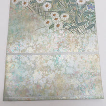 Load image into Gallery viewer, 袋帯 金糸銀糸 お太鼓柄 オリーブグリーンｘ多色 草花文様 正絹 仕立て上がり 長さ440cm