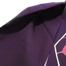 Load image into Gallery viewer, 名古屋帯 正絹 塩瀬帯  紫色ｘ白色ｘピンク色 六角に鹿文様 お太鼓柄 仕立て上がり 着物帯 長さ354cm