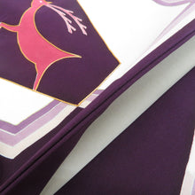 Load image into Gallery viewer, 名古屋帯 正絹 塩瀬帯  紫色ｘ白色ｘピンク色 六角に鹿文様 お太鼓柄 仕立て上がり 着物帯 長さ354cm