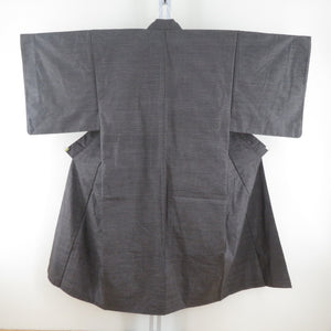 男着物 紬 アンサンブル 袷 黒色 正絹 男性用きもの 羽織 セット 松に坪模様 メンズ 仕立て上がり 和服 男物 カジュアル 身丈135.5cm