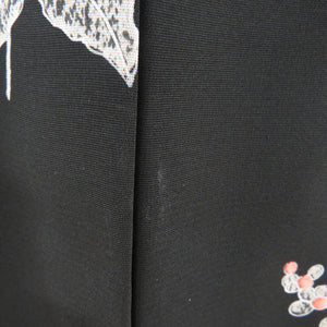 羽織 絹 黒色ｘ灰色ｘサーモンピンク 稲模様 刺繍入り 着物上着 着物ジャケット ちりよけ 仕立て上がり 身丈75.6cm