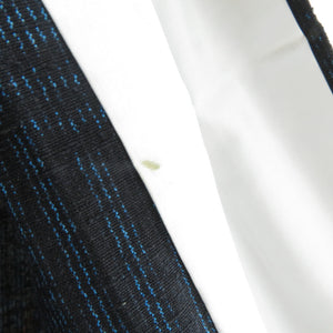 紬 着物 単衣 幾何学模様 黒色ｘ紺色ｘ赤色 広衿 正絹 胴抜き 仕立て上がり着物 身丈157cm