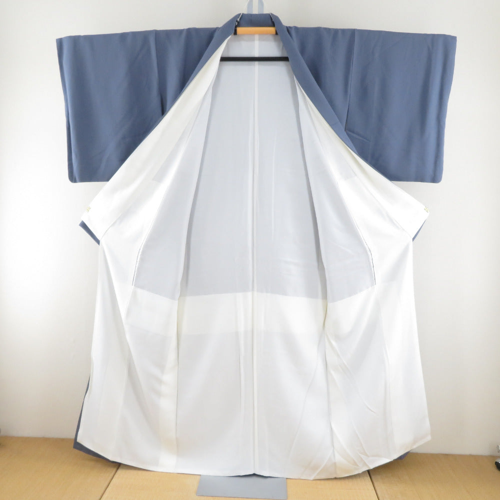 色留袖 風景に飛び鶴文様 グレーブルーx多色 正絹 袷  三つ紋 五三桐紋 広衿 フォーマル 仕立て上がり 身丈157cm 【キモノオフ野々市若松店】 色留袖 風景に飛び鶴文様 グレーブルーx多色 正絹 袷 三つ紋 五三桐紋