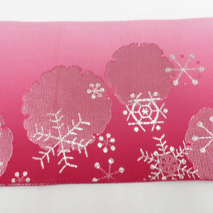 半幅帯 2本セット ポリエステル ピンク×桜・ピンクグラデーション×雪輪 雪の結晶 単衣帯 半巾帯 細帯 洗える 仕立て上がり