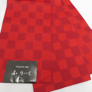 半幅帯 新品 2本セット ポリエステル100% ピンク系×華丸紋 赤系×四角柄 ふりく 単衣帯 半巾帯 細帯 洗える 仕立て上がり 長さ400cm