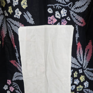 浴衣 絞り浴衣 紺色ｘ白色ｘ黄色ｘ赤色 花模様 仕立て上がり 夏物 女性用ゆかた 綿100% レディース 夏祭り 花火大会 身丈158cm