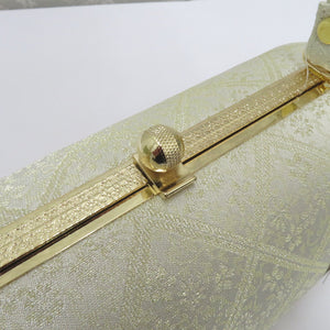 草履・バッグセット 白梅謹製 礼装用 Mサイズ フォーマル ゴールド系 23.5cm 日本製 牛皮底面 菱に小花