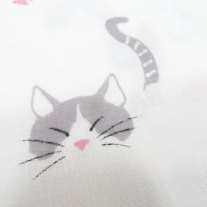 和小物 手ぬぐい 5枚セット 二重ガーゼ手拭い 白 ネコ柄 三毛猫 黒猫 ハチワレ猫 猫 ねこ ふくこい 綿100％ 日本製 お土産 おそろい