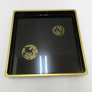 骨董・民芸品 御重 重箱 二段重 黒 漆器 蒔絵 重台 共箱有