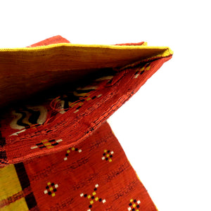 半幅帯 紬 オレンジ 茶 カラシ 白 黒 カラシミックス 縞 変わり横段 角 刺繍 細帯 小袋帯 半巾帯 長さ約353cm