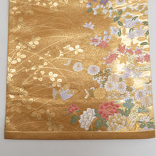 Load image into Gallery viewer, 袋帯 正絹 金糸 萩と花に蝶々文様 金色ｘ多色 六通柄 フォーマル 礼装 長さ432cm
