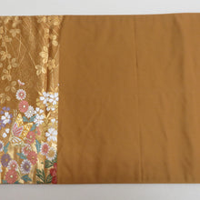 Load image into Gallery viewer, 袋帯 正絹 金糸 萩と花に蝶々文様 金色ｘ多色 六通柄 フォーマル 礼装 長さ432cm