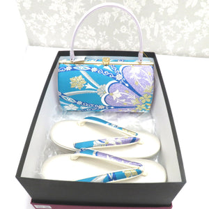 草履・バッグセット 白梅謹製 振袖用 草履 バッグ Mサイズ 適応サイズ23.0~24.0cm前後 水色 青ラメ 紫ラメ 金 華紋 フォーマル 成人式 卒業式