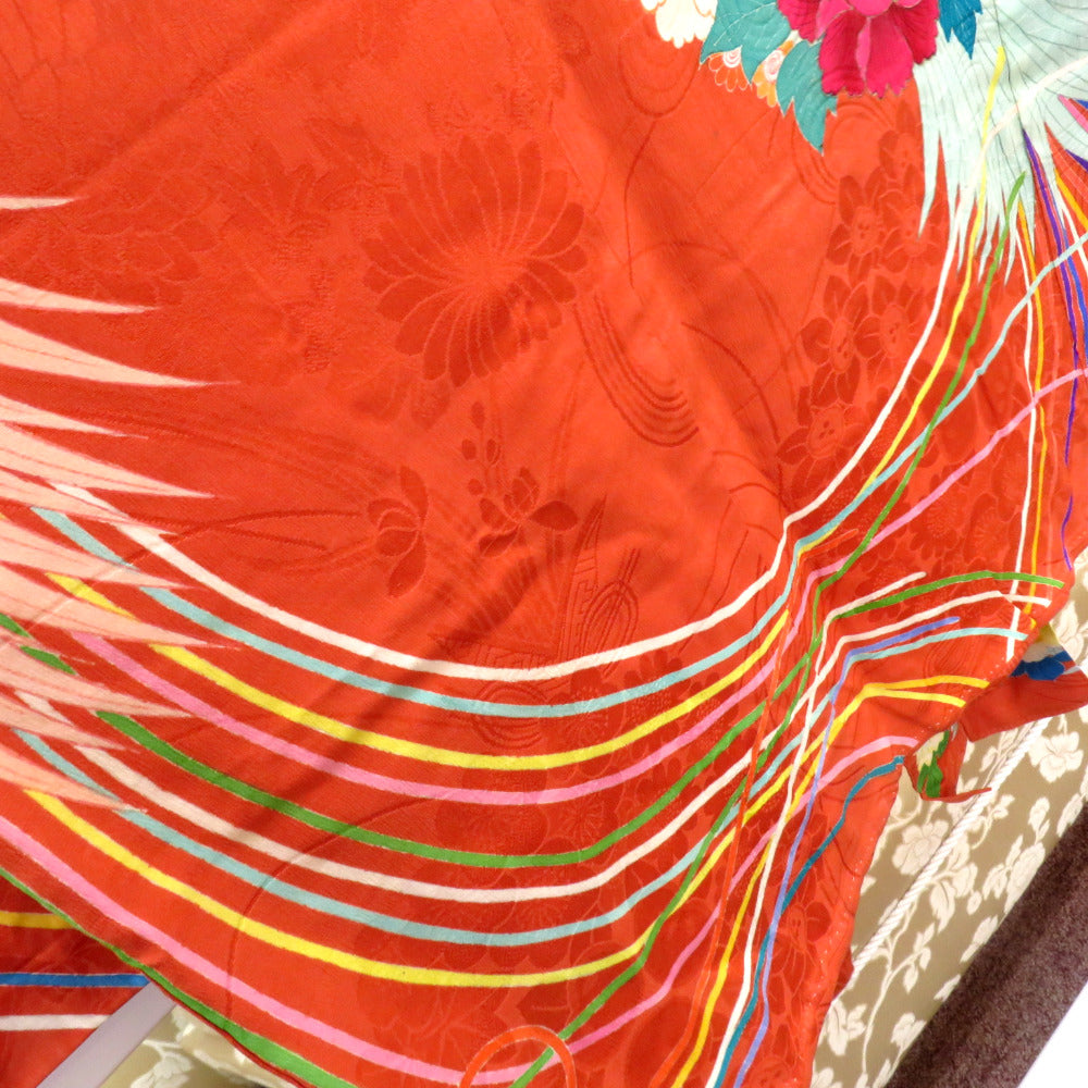 子供着物 希少 昔 アンティーク着物 四つ身 女児用 オレンジブラウン系