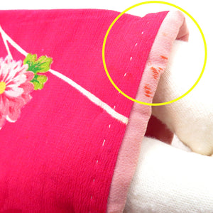 子供着物 アンティーク 昔 子供着物 濃ピンク 多色 檜扇 花玉 女児用 一つ身 レトロ きもの 上げあり 難あり 難あり
