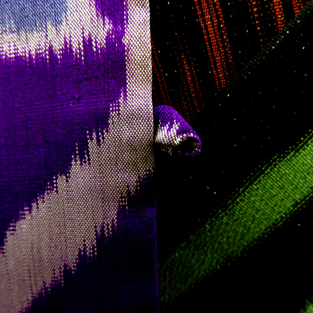 羽織 アンティーク 銘仙 長羽織 紫 グレー ピンク 緑 薔薇 昔羽織