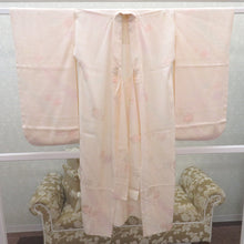 Load image into Gallery viewer, 子供着物 女の子用 四つ身 襦袢セット クリーム×オレンジ 花々 正絹 袷 フォーマル 子供きもの 女児 七五三 祝着 身丈119cm