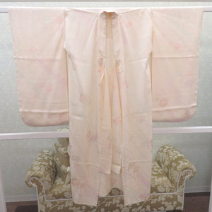 子供着物 女の子用 四つ身 襦袢セット クリーム×オレンジ 花々 正絹 袷 フォーマル 子供きもの 女児 七五三 祝着 身丈119cm