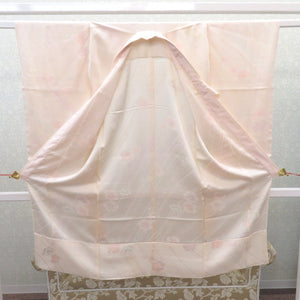 子供着物 女の子用 四つ身 襦袢セット クリーム×オレンジ 花々 正絹 袷 フォーマル 子供きもの 女児 七五三 祝着 身丈119cm