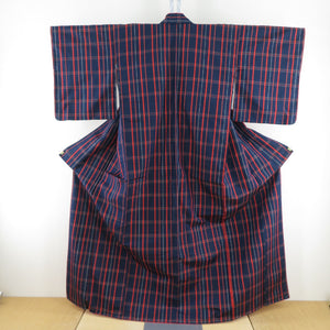 紬 着物 ネイビー