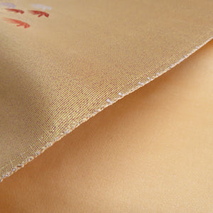 袋帯 正絹 流水に鳥と花々紋様 刺繍入り 金糸 金色ｘ多色 ゴールド系 六通柄 フォーマル 礼装 長さ424cm