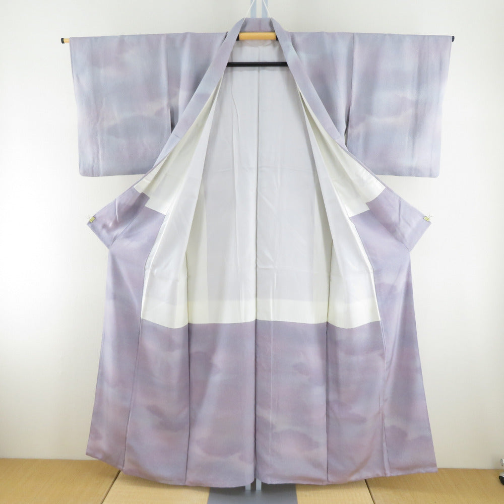 色無地 袷 ぼかし色無地 ラベンダー 薄紫色 パステル系 一つ紋 五三桐