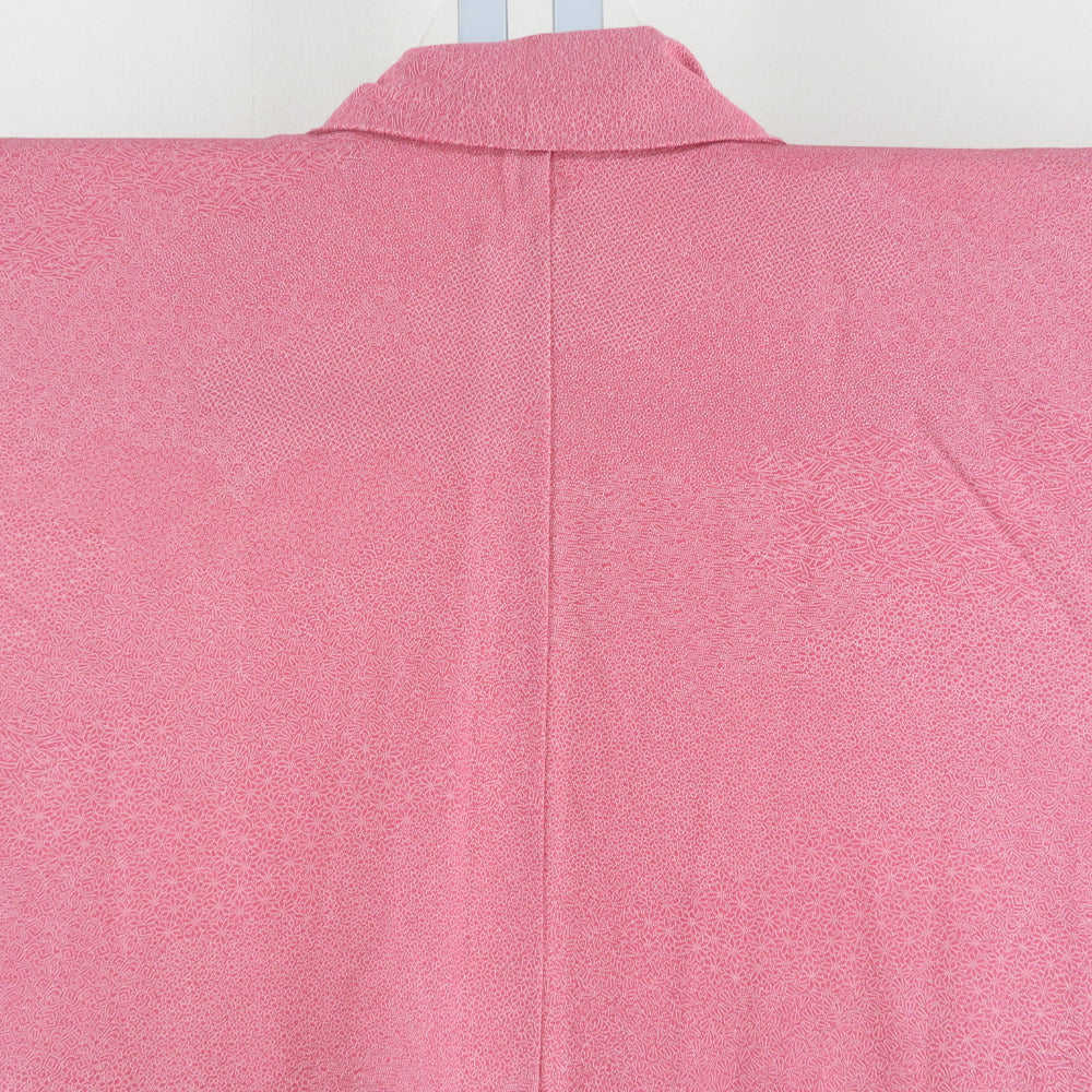 江戸小紋 赤ピンク色 総柄 正絹 袷 広衿 仕立て上がり着物 身丈157cm