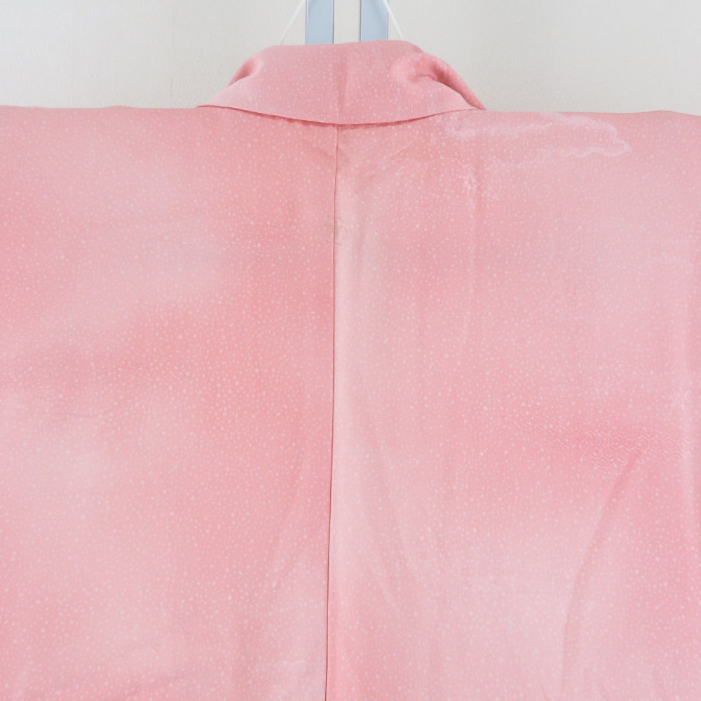 色無地 袷 ぼかし色無地 サーモンピンク色 雲取り地紋 一つ紋 片喰紋