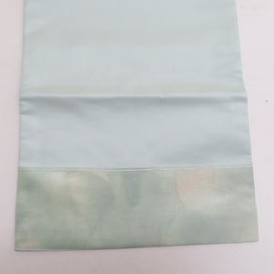 名古屋帯 正絹 小鳥に花紋様 お太鼓柄 薄緑色 刺繍入り ジュアル 仕立て上がり 着物帯 長さ378cm