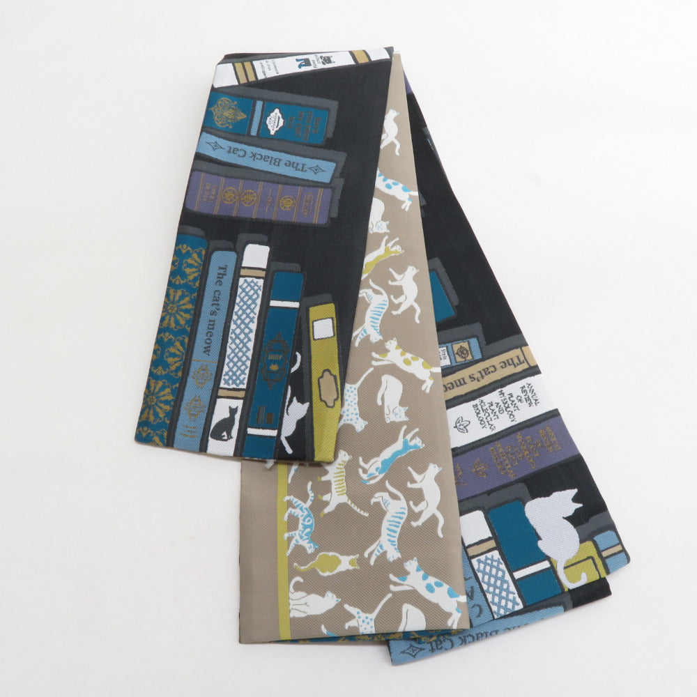 半幅帯 リバーシブル WA KKA NICO わっか ポリエステル 猫の古本屋 黒