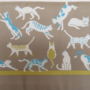 半幅帯 リバーシブル WA KKA NICO わっか ポリエステル 猫の古本屋 黒ｘ青ｘ茶色 ワッカ 半巾帯 長さ420cm