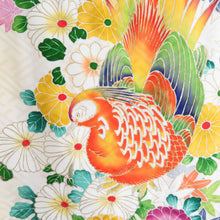 Load image into Gallery viewer, 振袖 黄色ｘ多色 カラフル キジ文様 刺繍入り 正絹 袷 広衿 成人式 仕立て上がり 身丈160cm 中古
