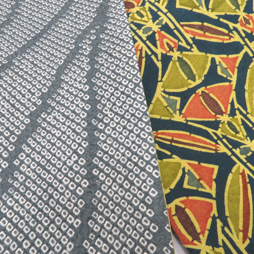 半幅帯 リバーシブル半巾帯 帯締め付き 正絹 巾:約16×長さ:約415cm