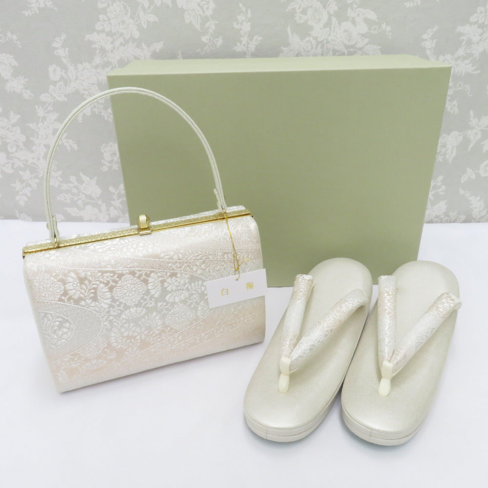 胡蝶履き 冠婚葬祭 草履バッグセット ホワイトゴールド 胡蝶履き 冠婚