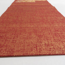 Load image into Gallery viewer, 名古屋帯 正絹 朱色ｘ金色 金糸 お太鼓柄 菊文様 カジュアル 仕立て上がり 着物帯 長さ352cm