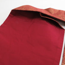 Load image into Gallery viewer, 名古屋帯 正絹 朱色ｘ金色 金糸 お太鼓柄 菊文様 カジュアル 仕立て上がり 着物帯 長さ352cm