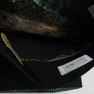 袋帯 西陣織 証紙付き 振袖用 金色ｘ緑色 金糸銀糸 水玉文様 六通柄 正絹 未仕立て 着物帯 長さ464cm