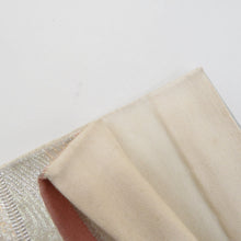 Load image into Gallery viewer, 袋帯 パステル系 ゴールド系 金糸銀糸 流水に菊と桐文様 薄緑色ｘ薄赤色 六通柄 正絹 仕立て上がり 着物帯 長さ408cm